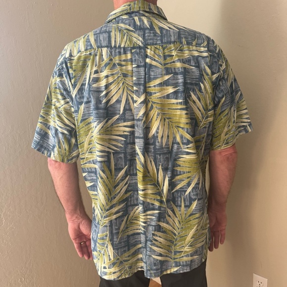 ONO & COMPANY By Liberty House Vintage Aloha Hawaiian Shirt Blue & Green Palm XL - Picture 8 of 16